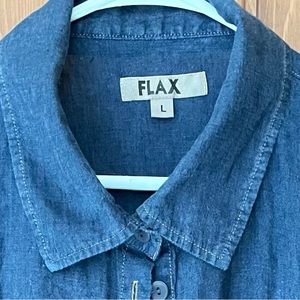 FLAX linen short sleeve shirt large EUC